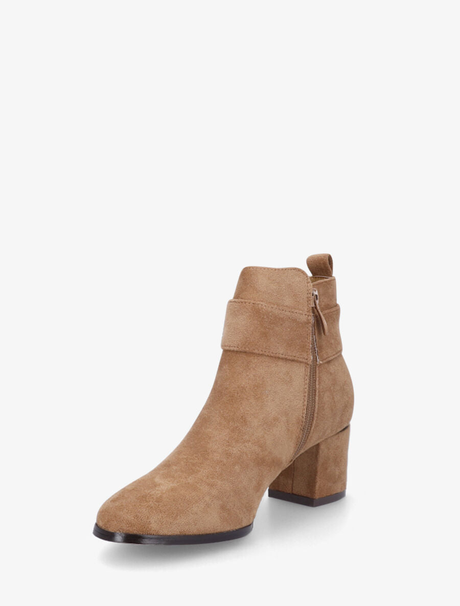 Bottines à boucle en suédine - Camel - 3
