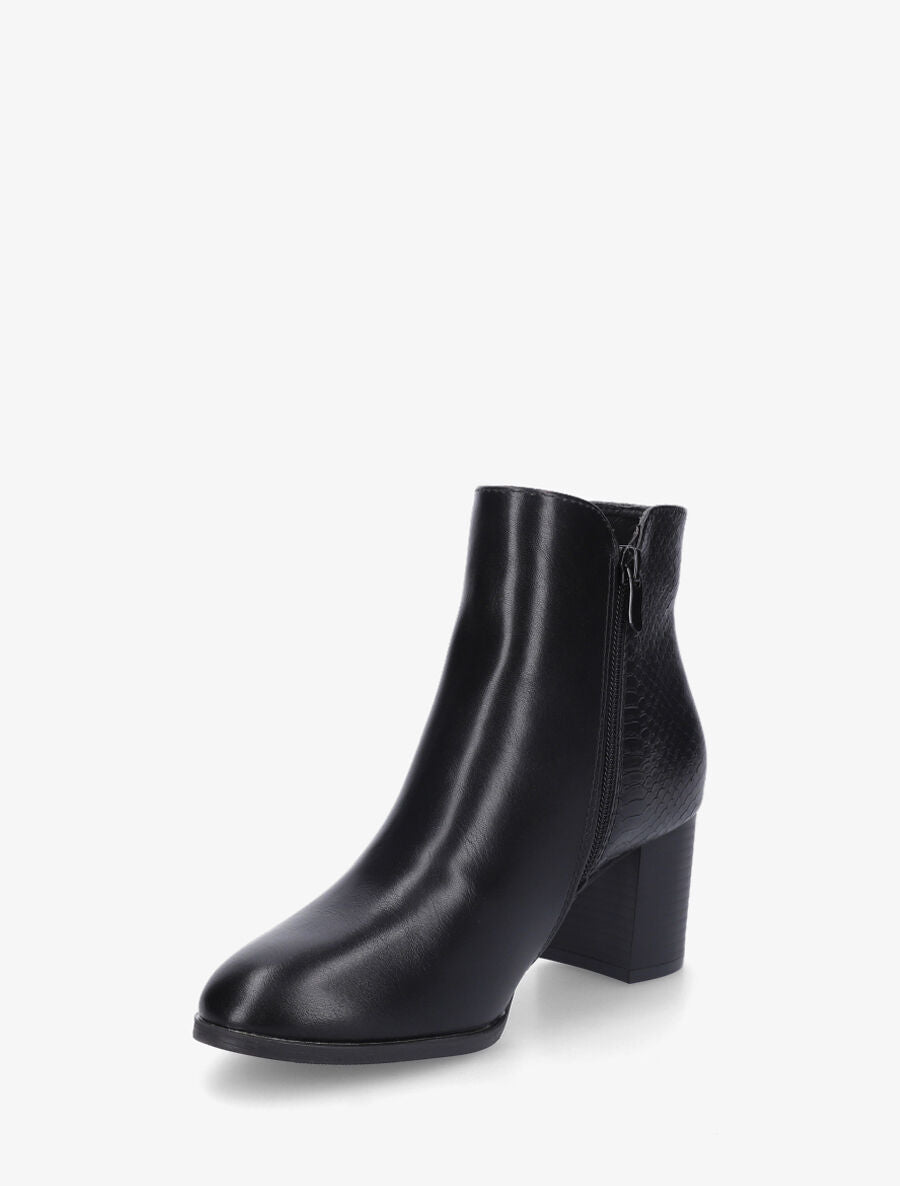Bottines à talon contrefort python - Noir - 3
