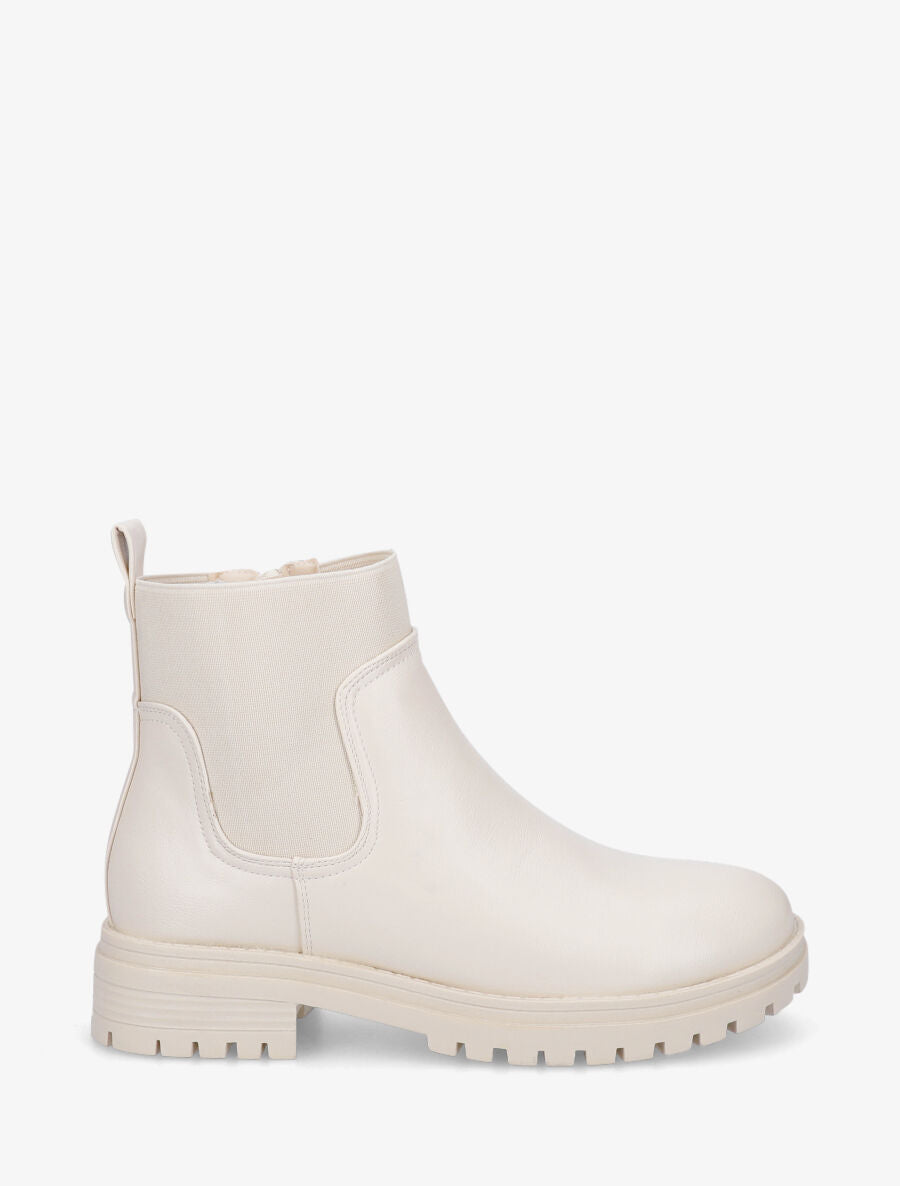 Bottines élastiquées en simili - Crème - 1
