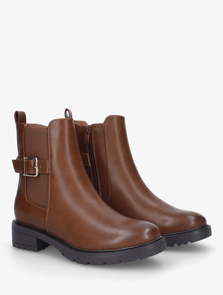 Bottines en simili unies - Camel - 4