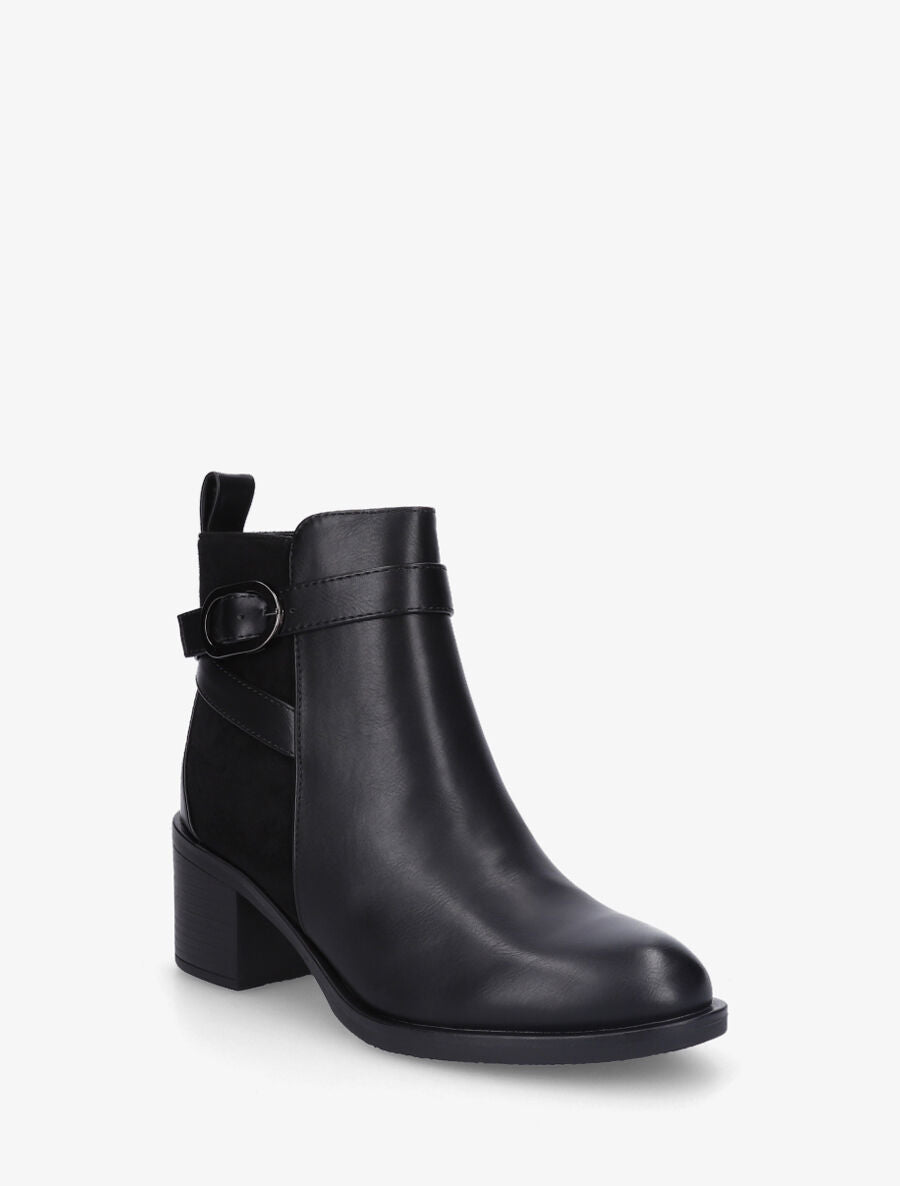 Bottines en simili et suédine - Noir - 2