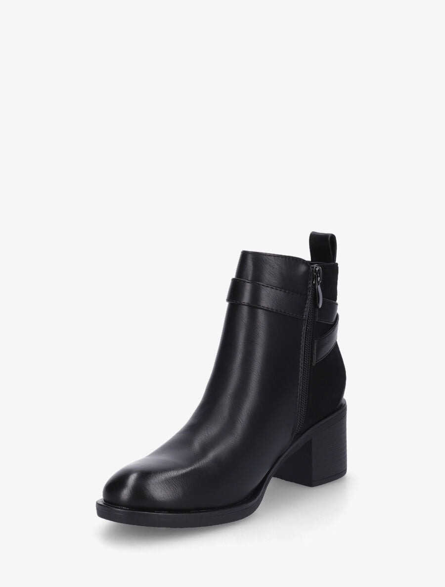 Bottines en simili et suédine - Noir - 3