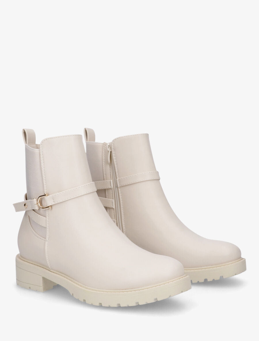 Bottines plates montantes - Beige - 4