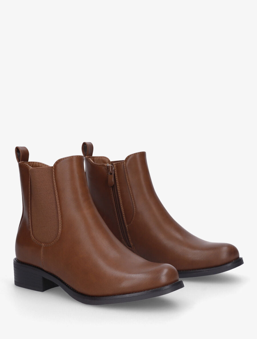 Bottines unies élastiquées - Camel - 4