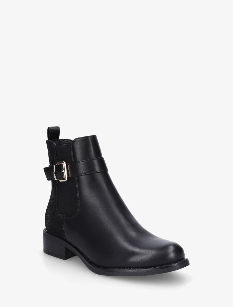 Bottines unies à contrefort pailleté - Noir - 2