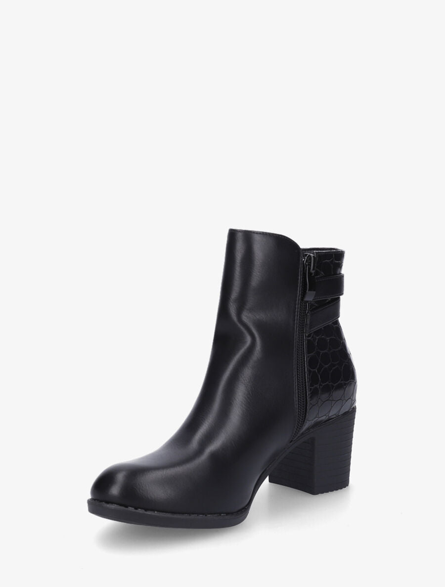 Bottines en simili et croco - Noir - 3
