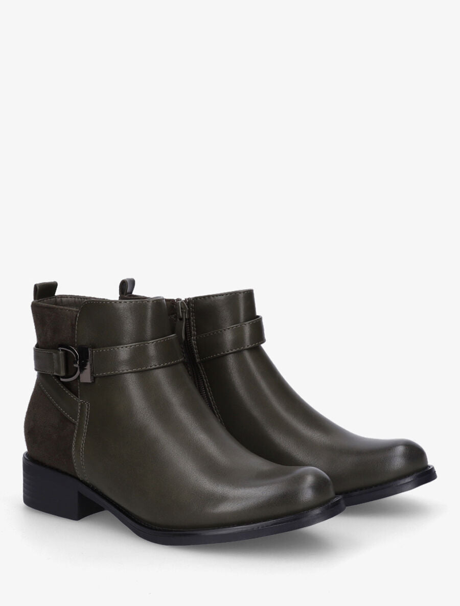 Bottines bi-matière à boucle - Kaki - 4