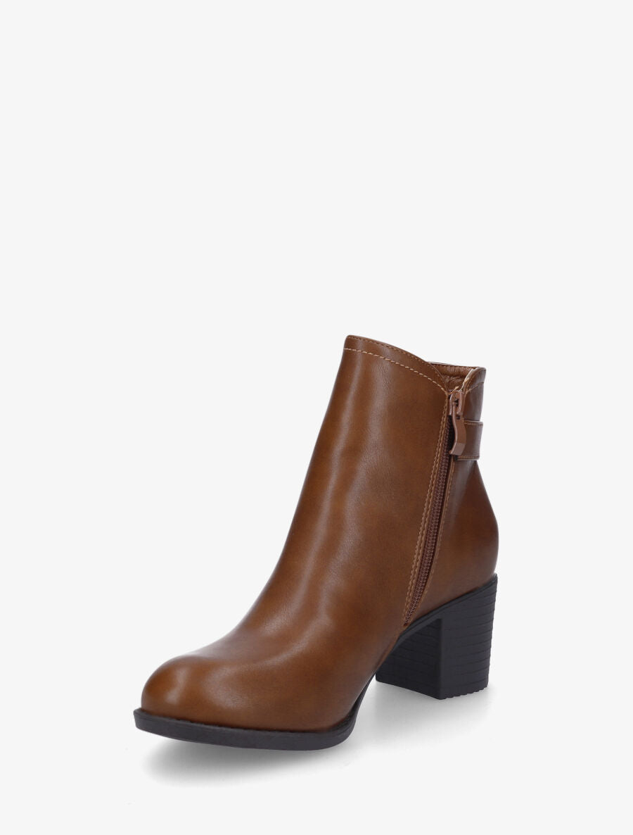 Bottines élastiquées en simili - Camel - 3