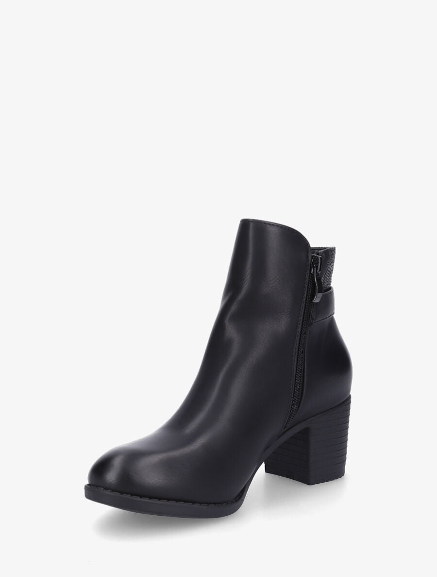 Bottines en simili à ceinturon et empiècement python - Noir - 3