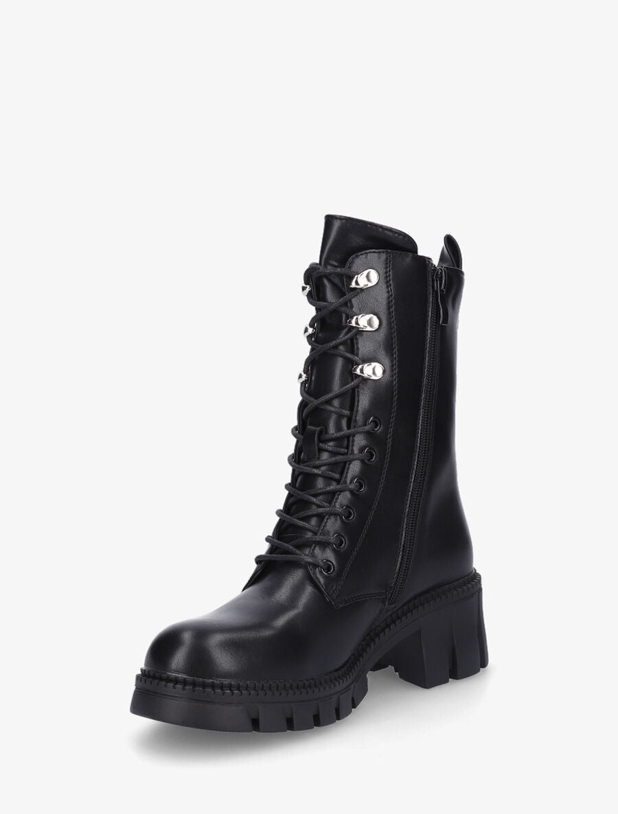 Boots montantes à lacets et zips - Noir - 3