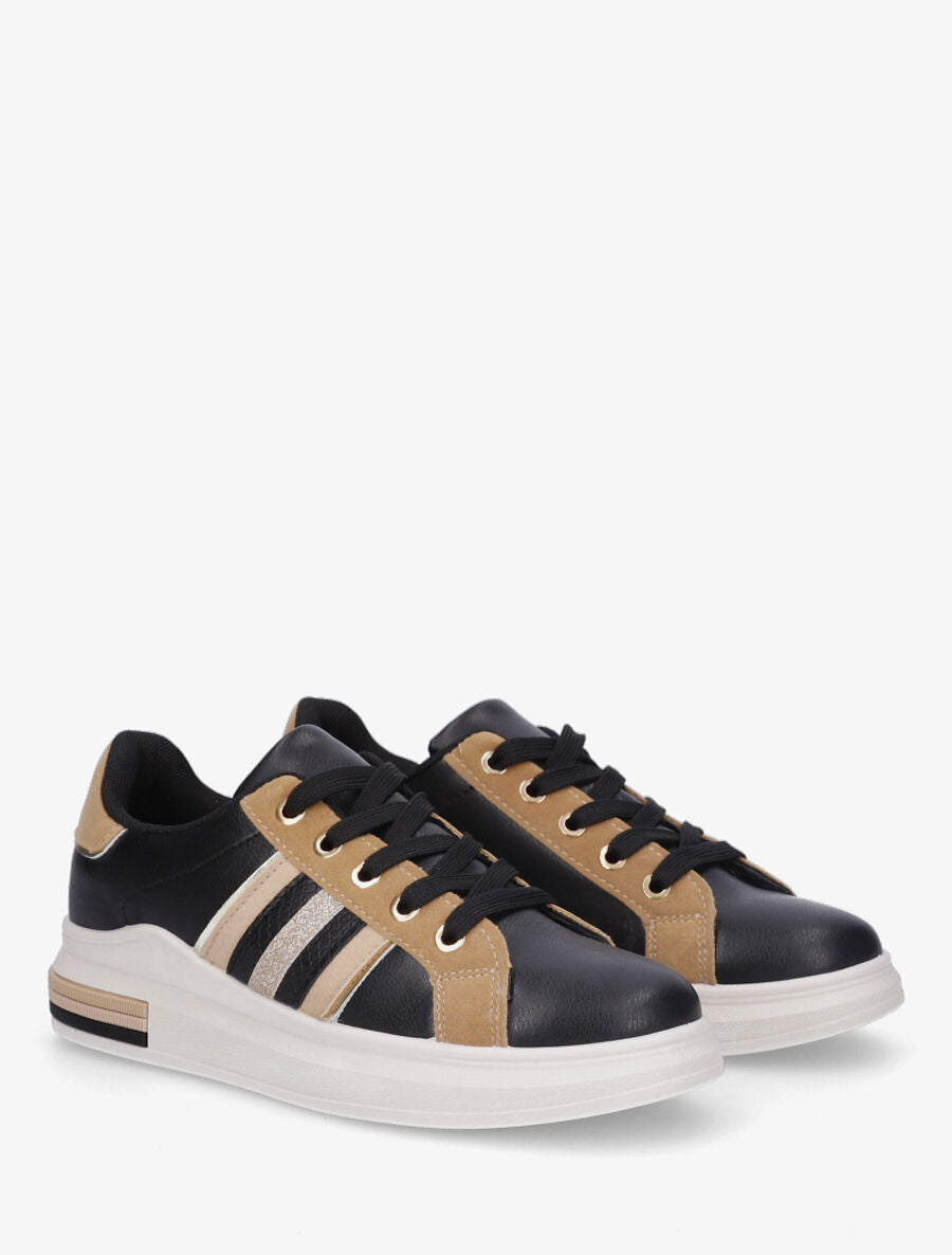 Sneakers classiques à bandes irisées et texturées - Camel - 4