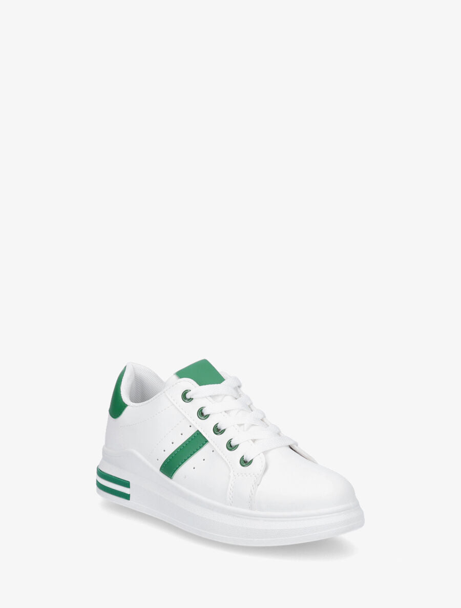 Baskets classiques en simili - Blanc/vert - 2
