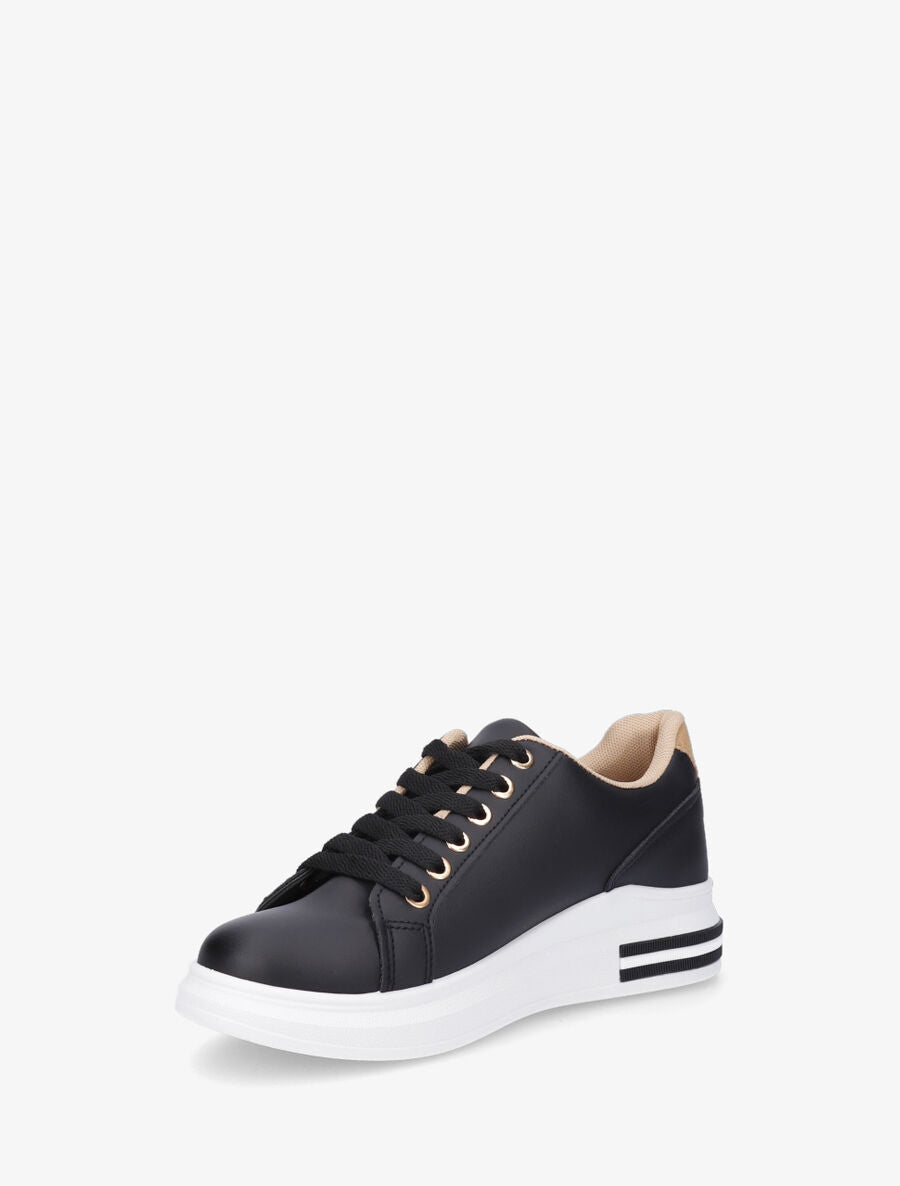 Sneakers à contrefort python - Noir - 3