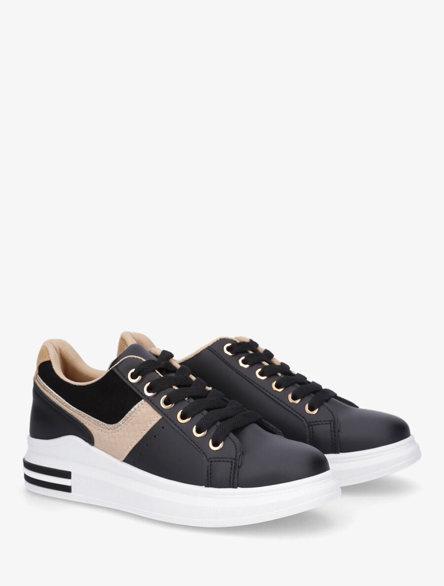 Sneakers à contrefort python - Noir - 4