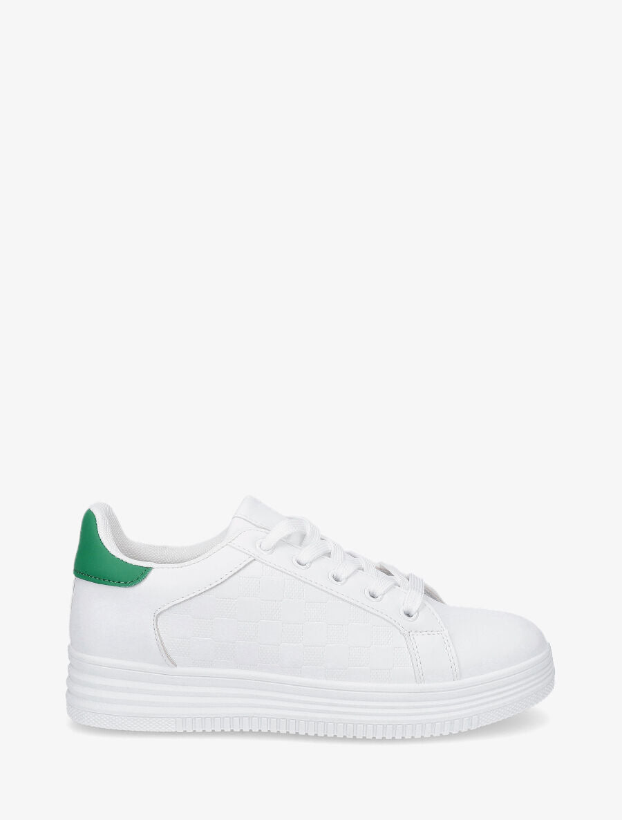 Baskets en simili texturé - Blanc/vert - 5