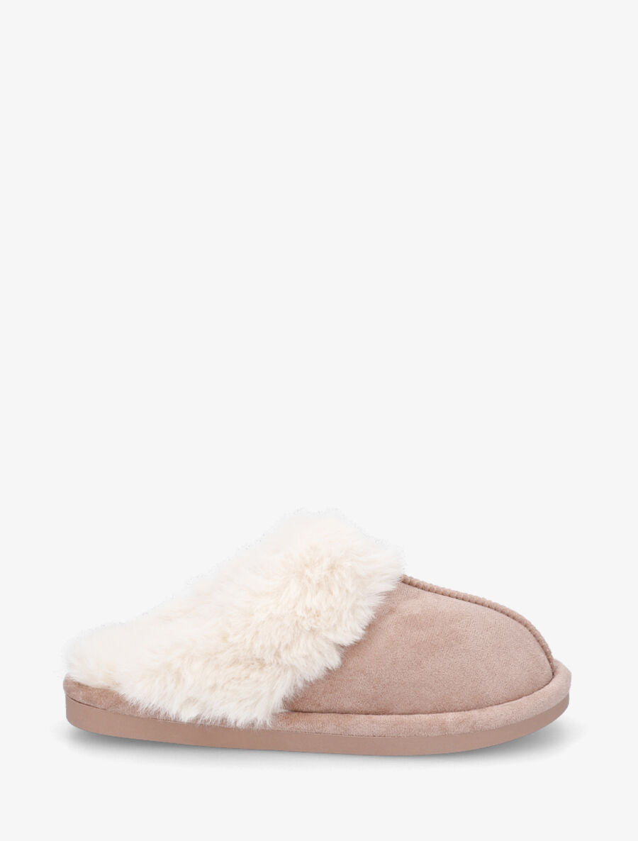 Mules fourrées en suédine - Taupe - 1
