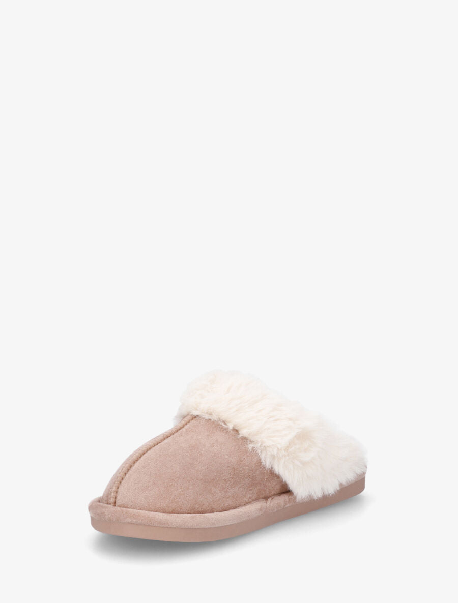 Mules fourrées en suédine - Taupe - 3