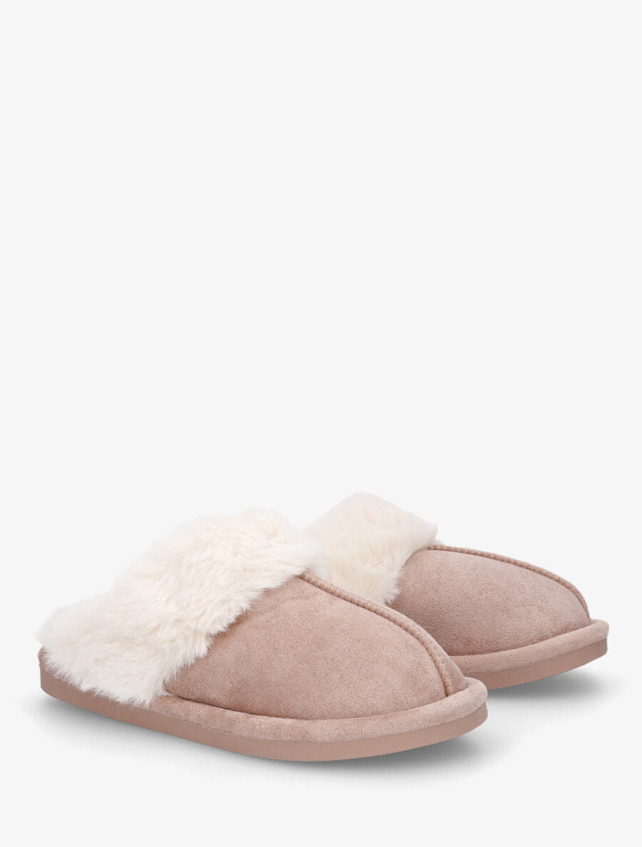 Mules fourrées en suédine - Taupe - 4
