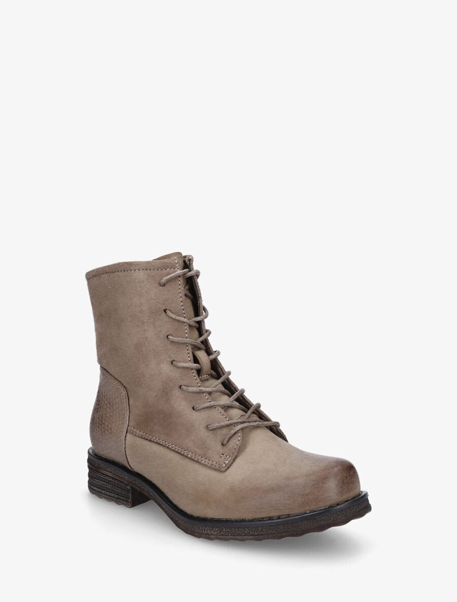 Bottines bimatière à lacets - Taupe - 2
