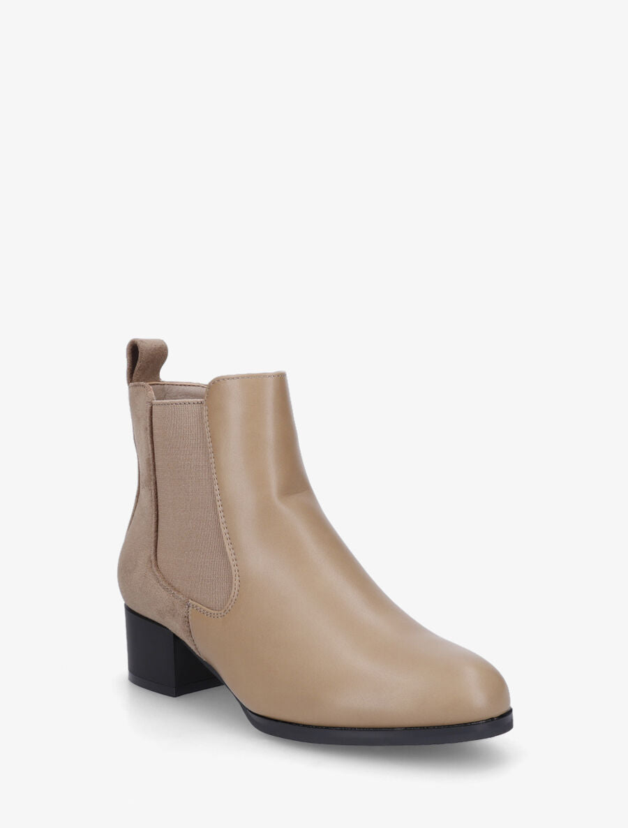 Bottines en simili et suédine - Taupe - 2