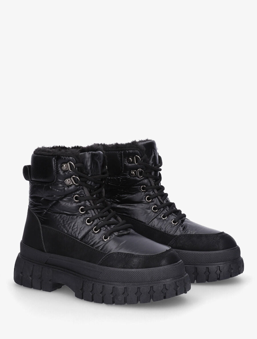 Bottines fourrés effet matelassé - Noir - 4