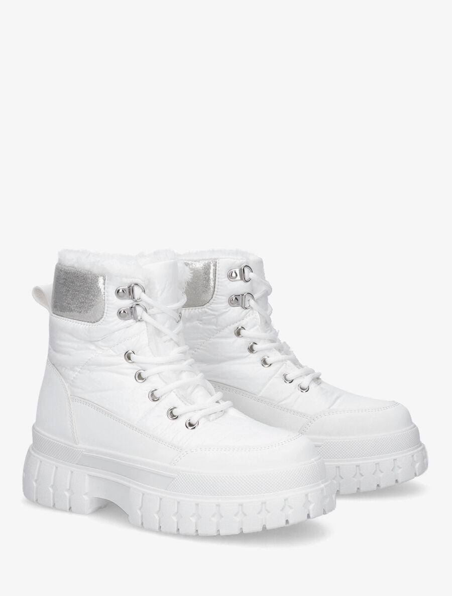 Bottines fourrés effet matelassé - Blanc - 4