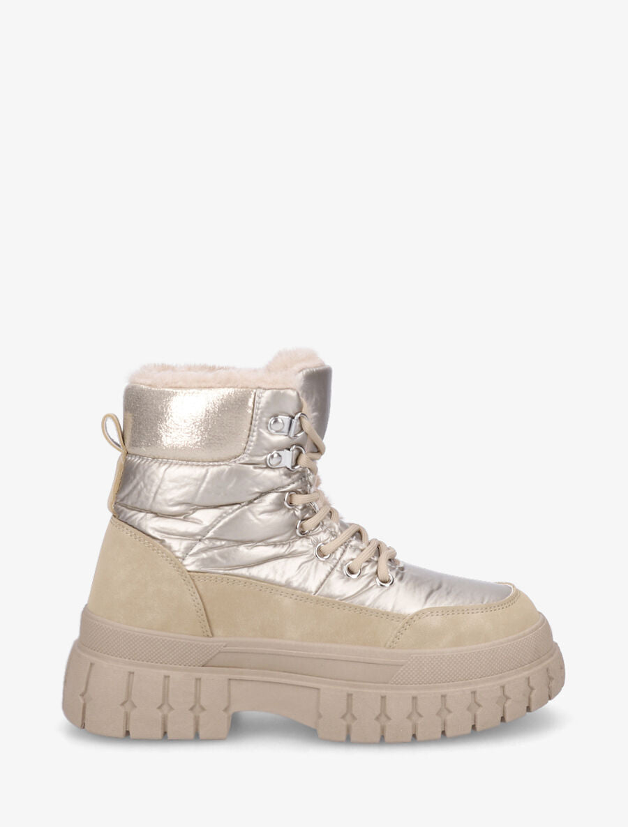 Bottines fourrés effet matelassé - Beige - 1