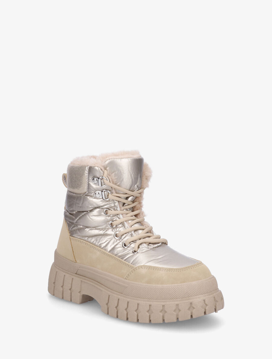 Bottines fourrés effet matelassé - Beige - 2