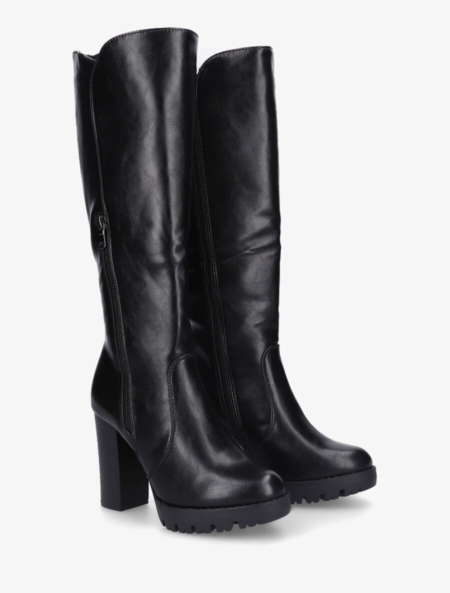 Bottes en simili à plateforme - Noir - 4
