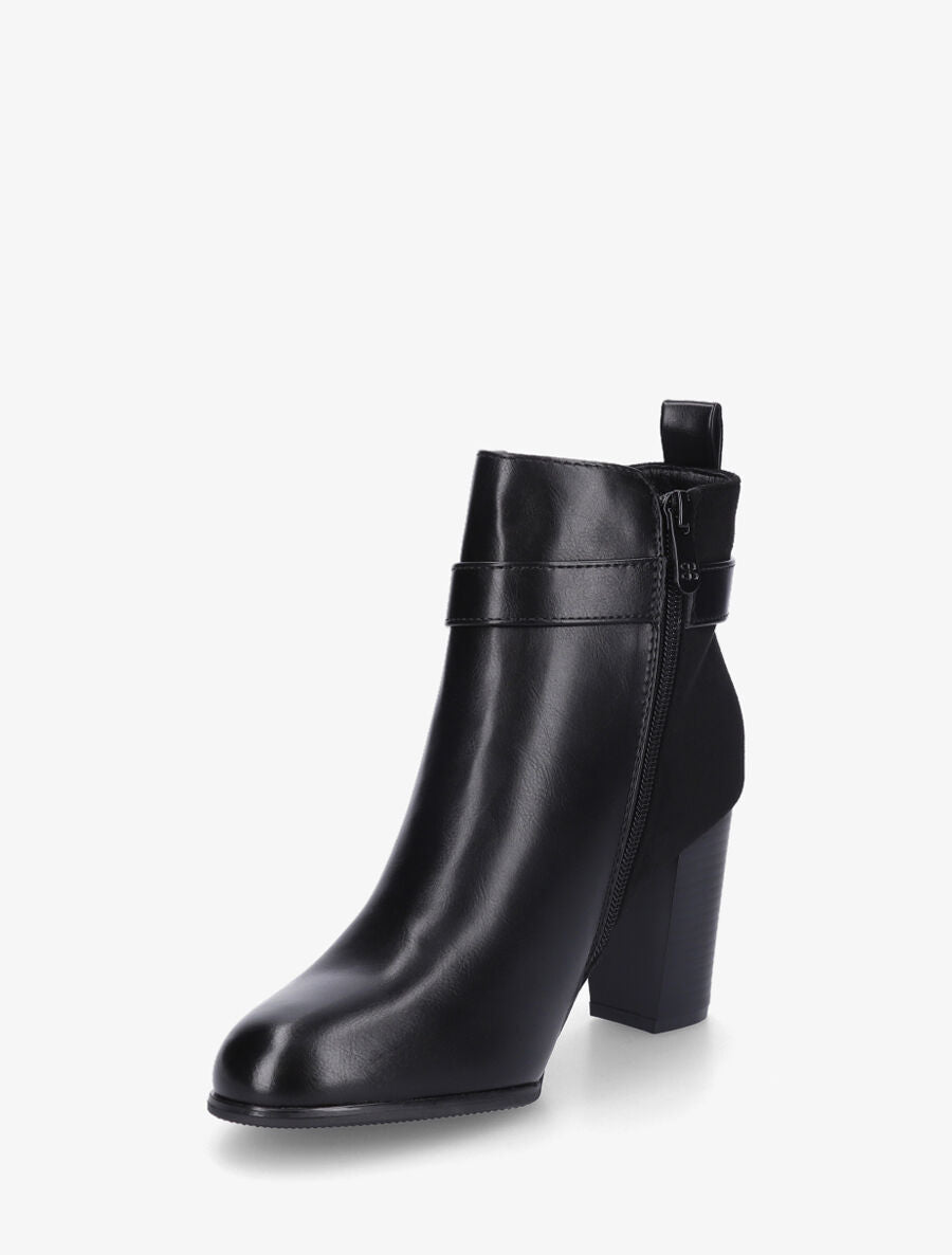 Bottines bimatière à talon - Noir - 3