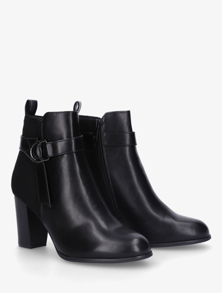 Bottines bimatière à talon - Noir - 4