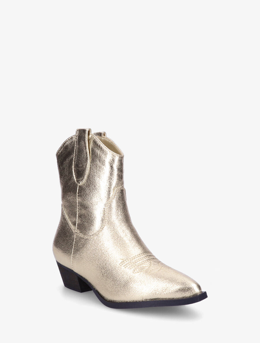 Bottines plates irisées montantes style santiags - Or - 2