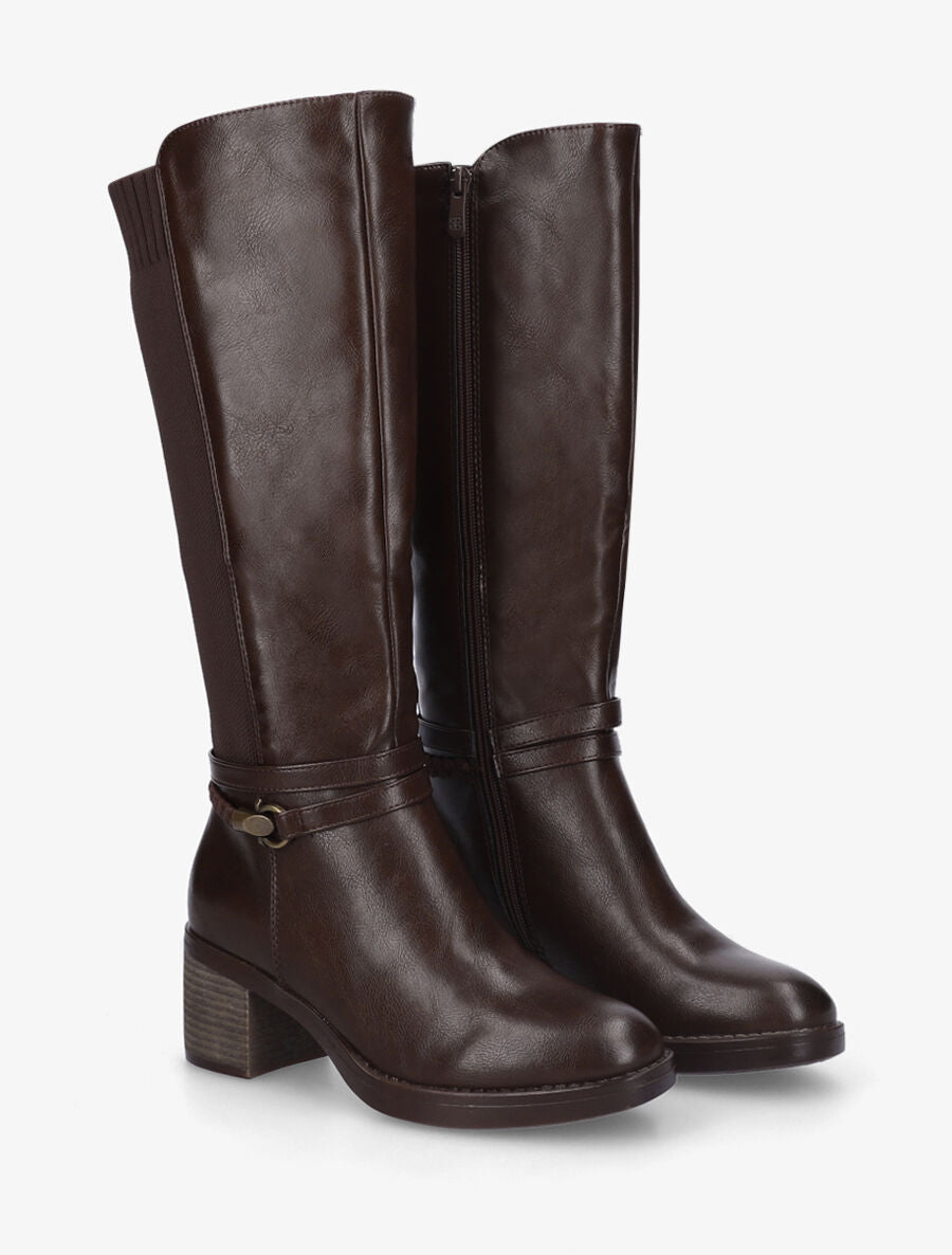 Bottes en simili à sangle tressée - Marron - 4