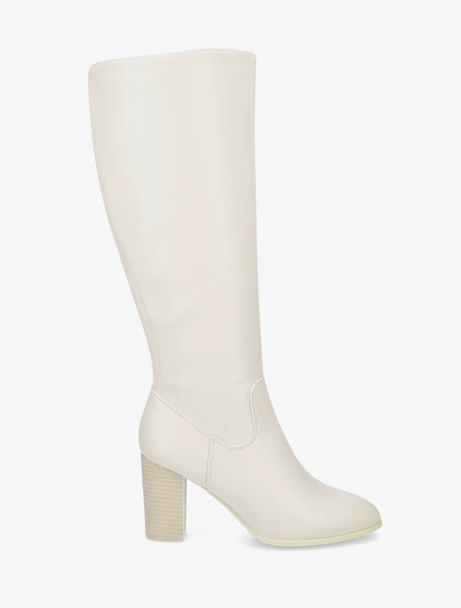 Bottes en simili à talon - Beige - 1