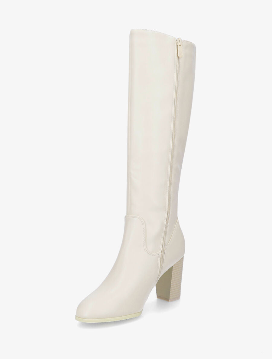 Bottes en simili à talon - Beige - 3