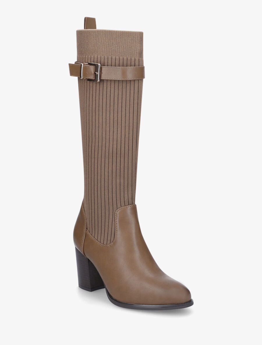 Bottes unies style chaussettes - Taupe - 2