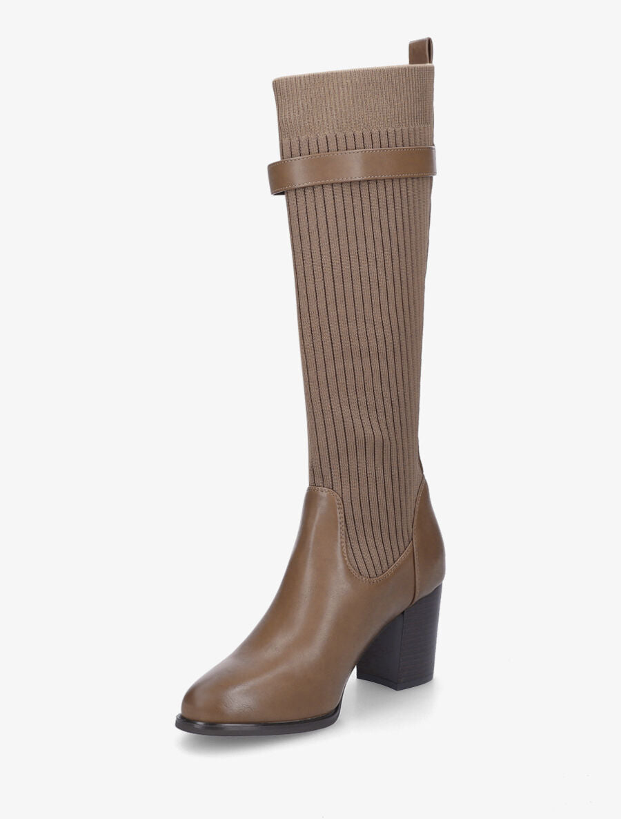 Bottes unies style chaussettes - Taupe - 3