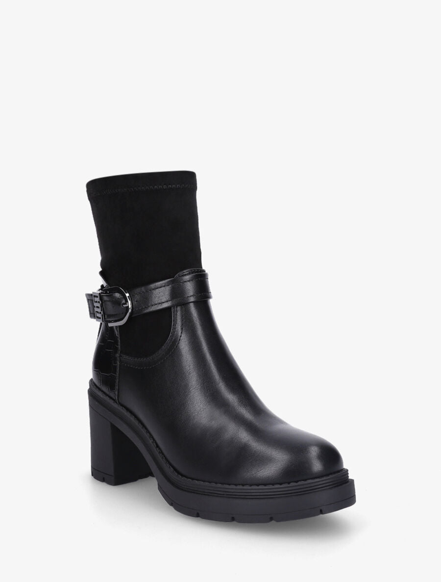 Bottines à boucle et contrefort croco - Noir - 2