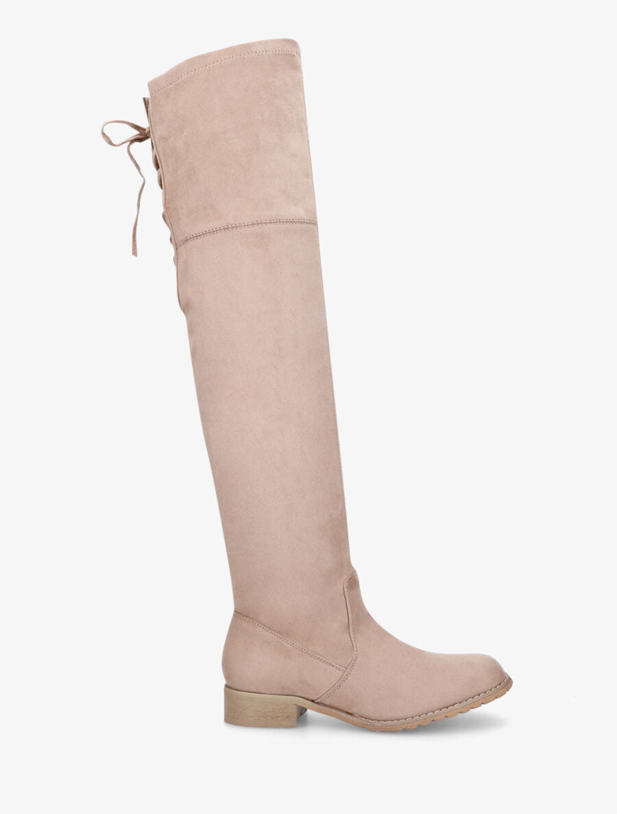 Cuissardes en suédine à cordon de serrage - Beige - 1