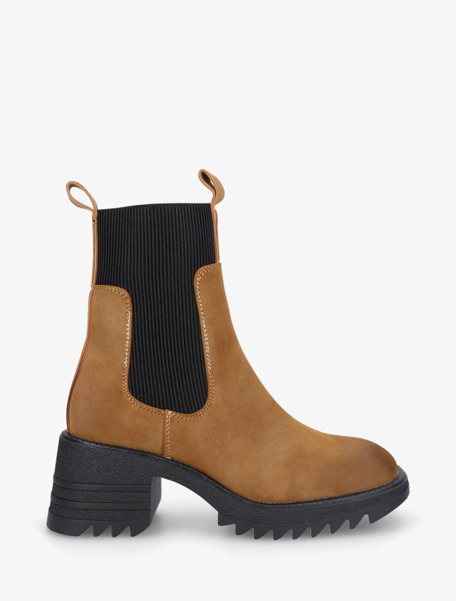 Bottines montantes à semelle crantée - Camel - 2
