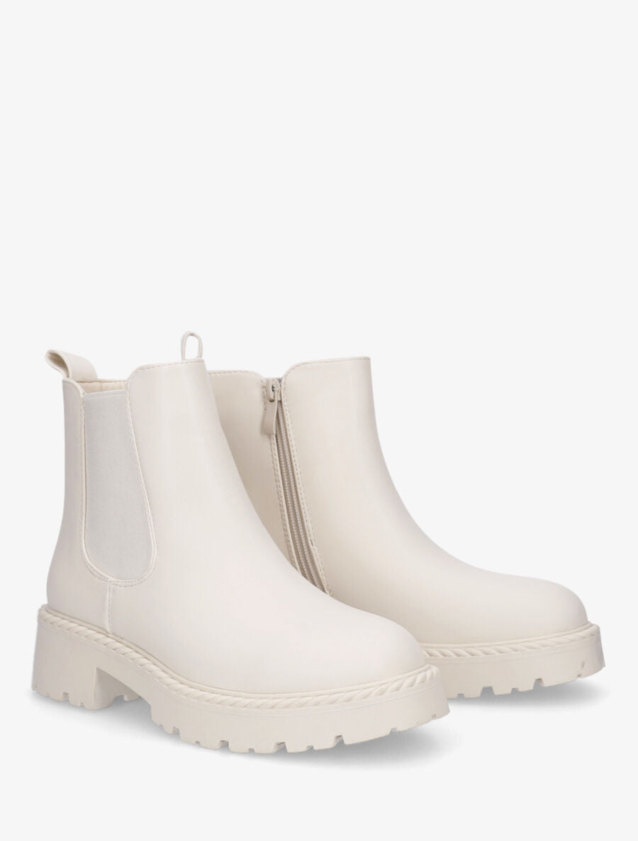 Bottines élastiquées à semelles crantées - Beige - 4