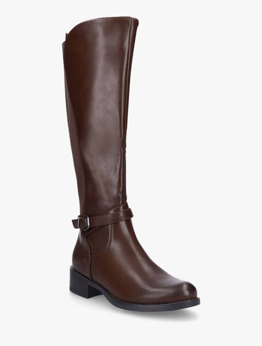 Bottes élastiquées en simili - Marron - 2