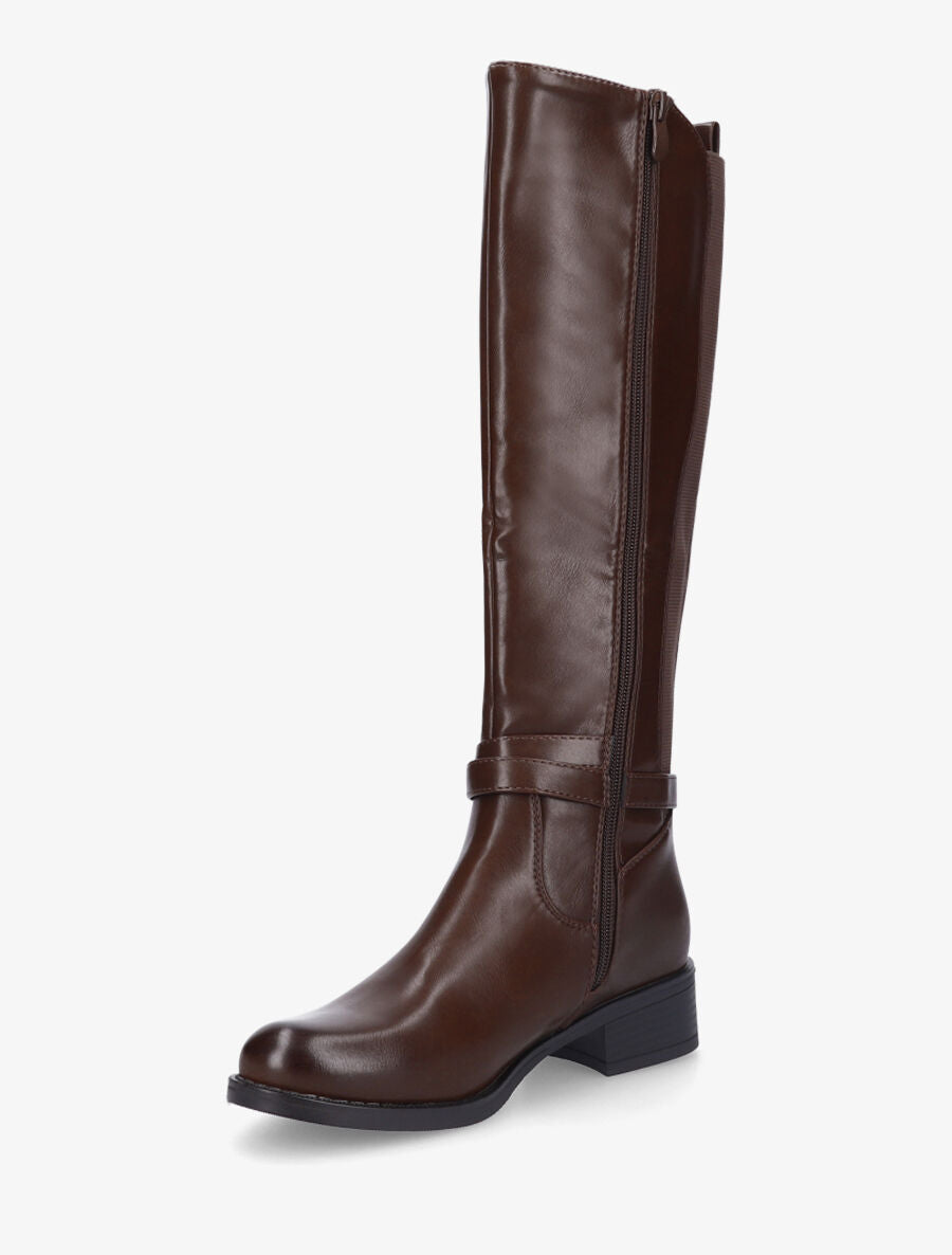 Bottes élastiquées en simili - Marron - 3