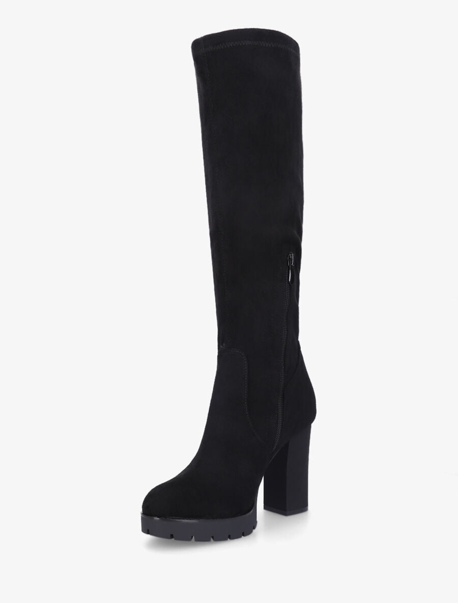 Bottes en suédine à talon et plateforme - Noir - 3