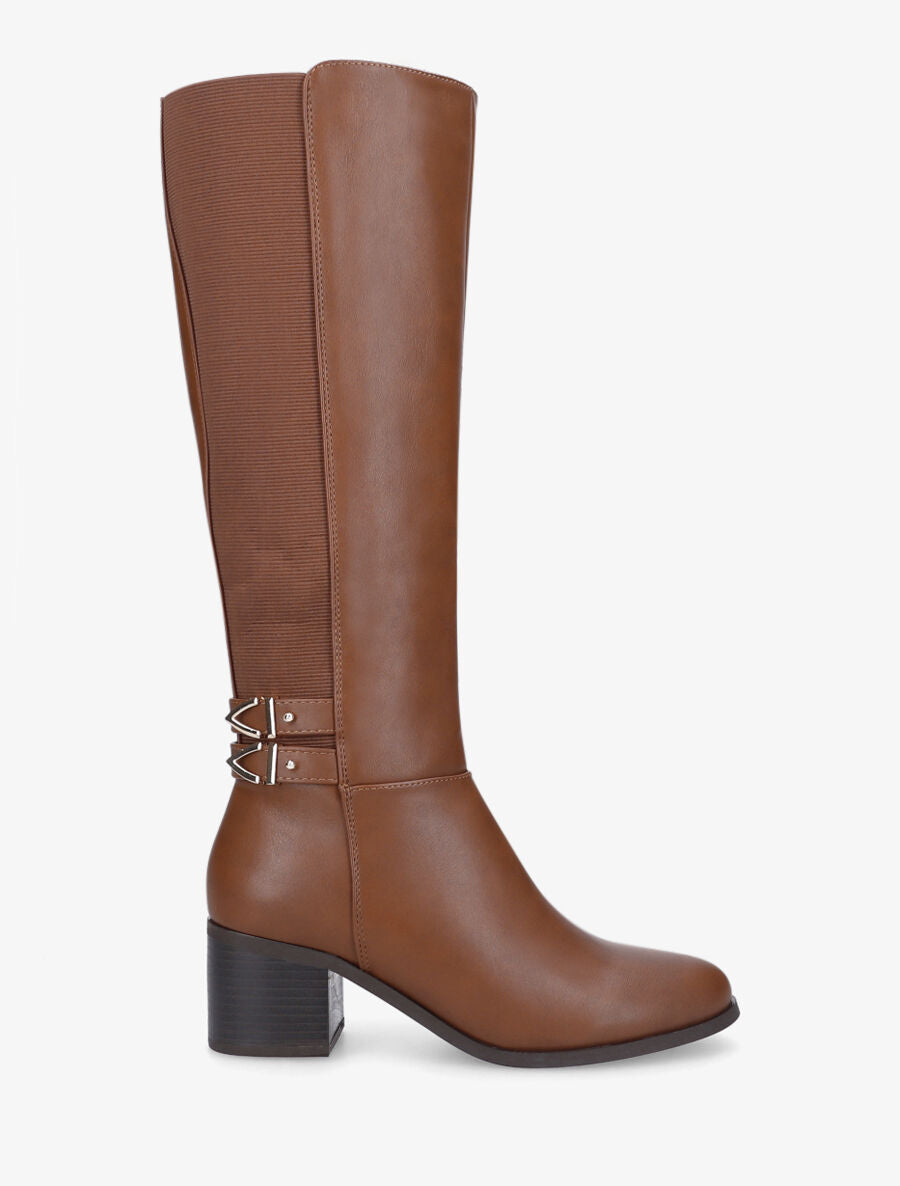 Bottes unies à double sangle - Camel - 1