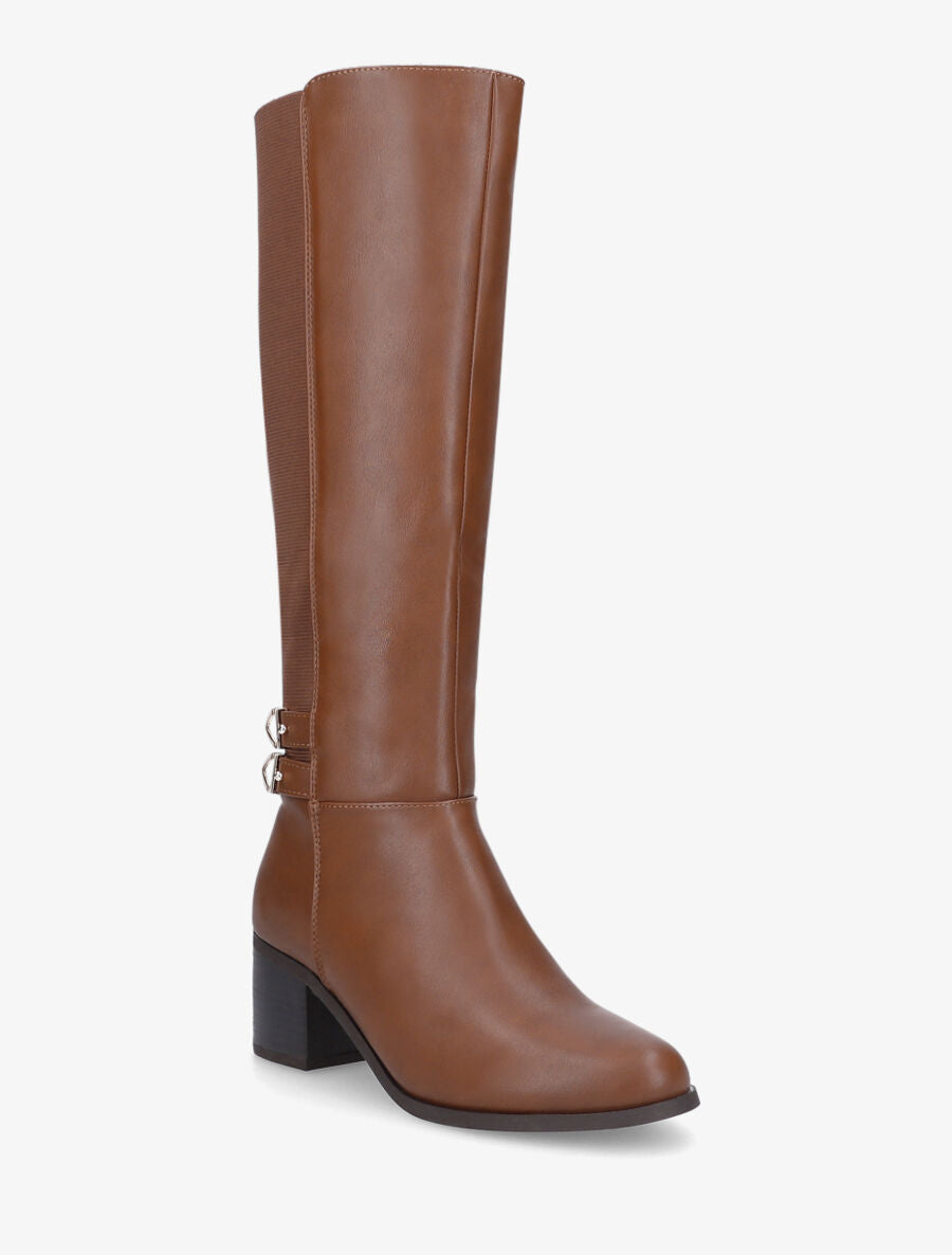 Bottes unies à double sangle - Camel - 2