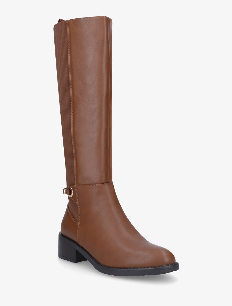 Bottes unies élastiquées sanglé - Camel - 2