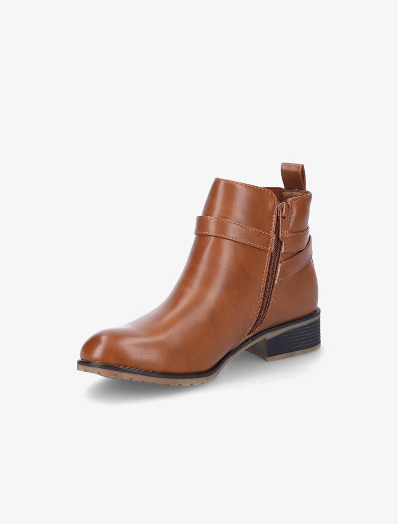 Bottines plates à chevilles élastiquées à sangles - Camel - 3