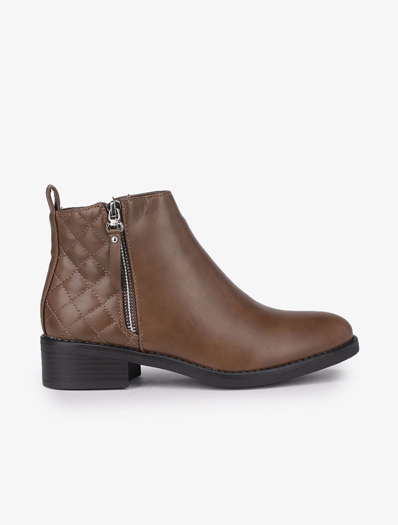 Bottines à contrefort matelassé - Marron - 2