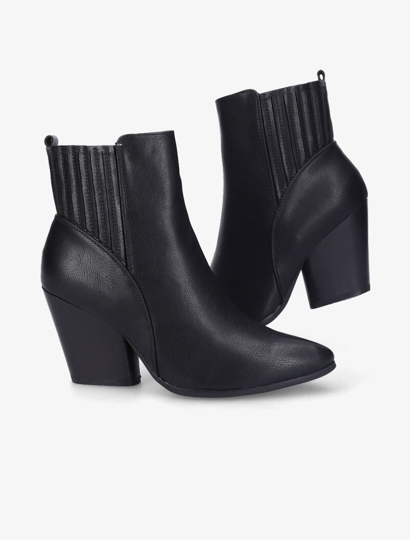 Bottines à talon style santiag - Noir - 4